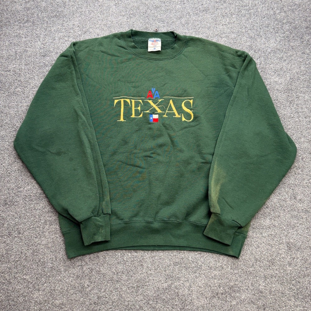 Vintage Texas green crewneck size men's large‎ faded USA distressed
